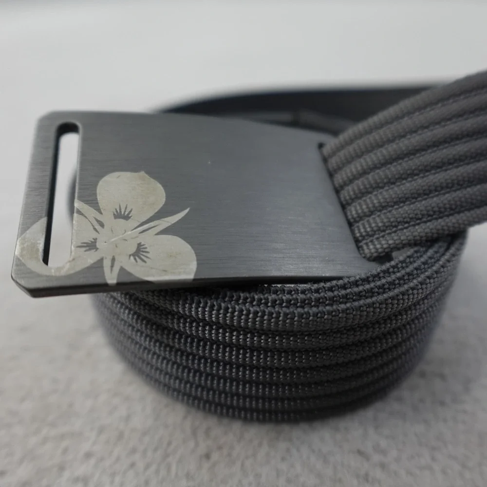 GRIP6 Belt Gray Nylon Webbing Floral Buckle USA Made Adjustable 34
